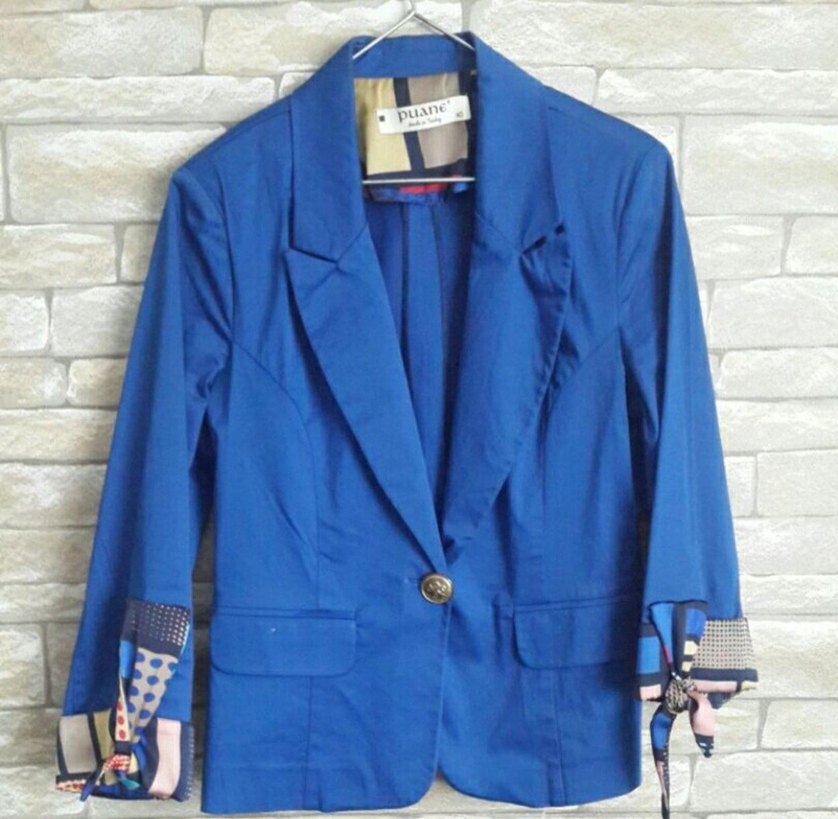 Düğmeli Mavi Kadın Blazer Ceket - Görsel 4