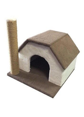 Tek katlı kedi oyun evi ve tırmalama tahtası