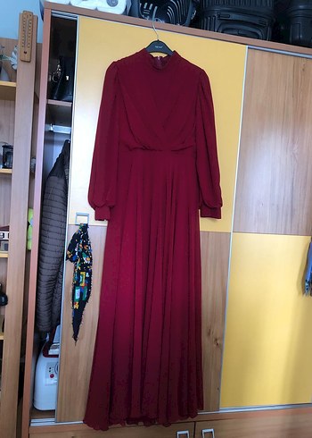 bordo renk abiye - Görsel 2