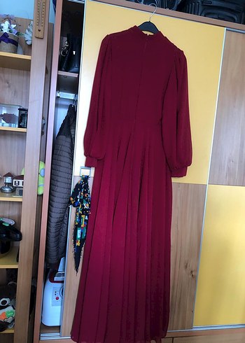 bordo renk abiye - Görsel 3