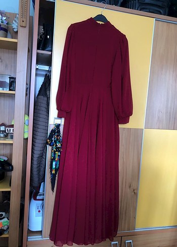 bordo renk abiye - Görsel 4