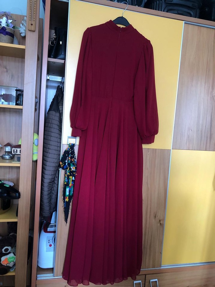 bordo renk abiye - Görsel 4