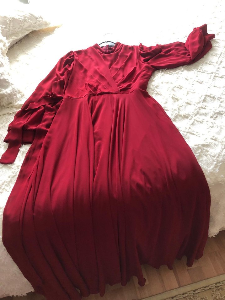 bordo renk abiye - Görsel 5