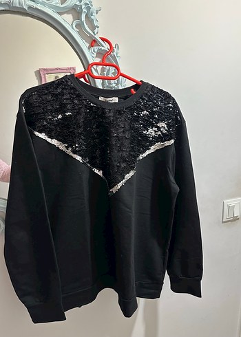 Koton Pul Payetli Siyah Kadin Sweatshirt