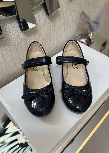 Kız Çocuk Siyah Rugan Babet Ayakkabı - Görsel 4