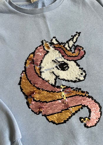 Nakışlı Mavi Kız Sweatshirt - Görsel 2