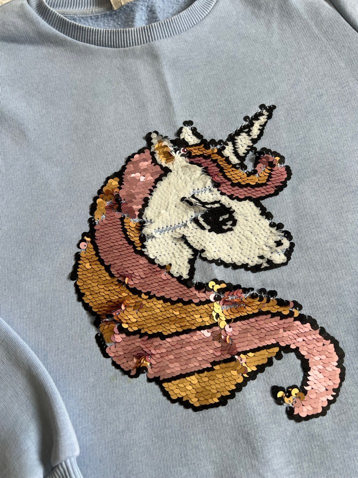 Nakışlı Mavi Kız Sweatshirt - Görsel 2