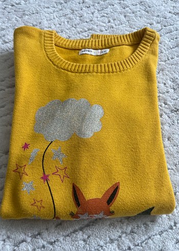 Kız Çocuk Sarı Baskılı Triko Sweatshirt - Görsel 4