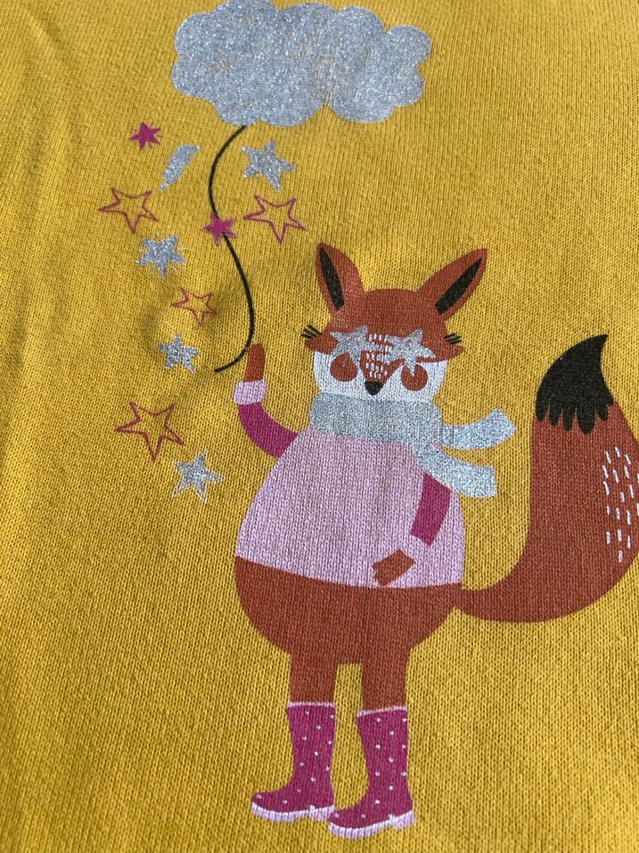 Kız Çocuk Sarı Baskılı Triko Sweatshirt - Görsel 2