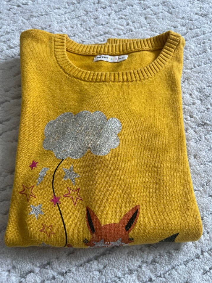 Kız Çocuk Sarı Baskılı Triko Sweatshirt - Görsel 4