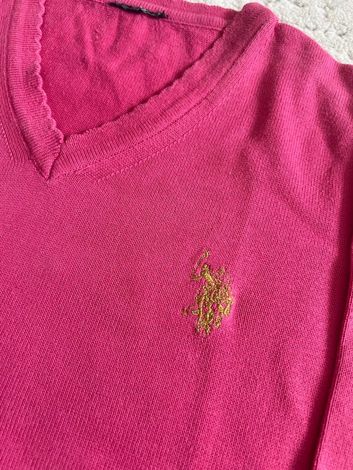 Pembe V Yaka koz çocuk Triko Kazak - Görsel 2