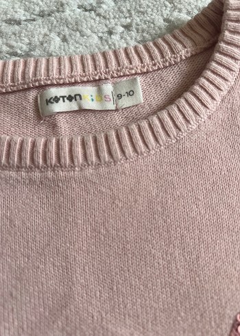 Kız Çocuk Pembe Nakışlı Triko Kazak - Görsel 4