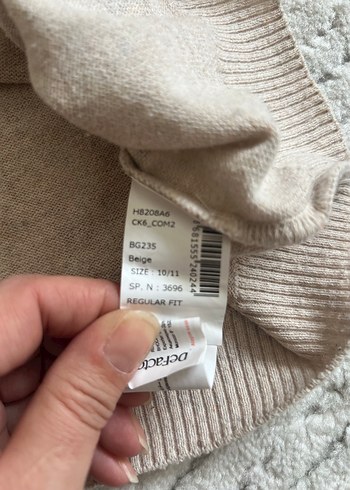 Bej Uzun Kollu Örgü Kazak - Görsel 3