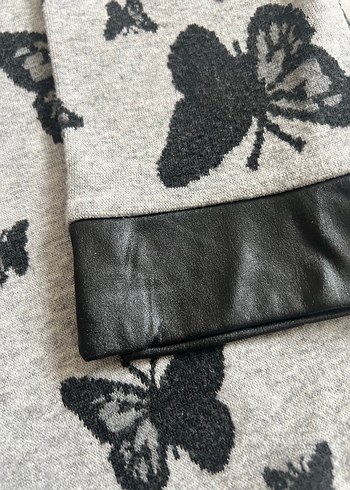 Kelebek Desenli Gri Uzun Kollu Kız Bluz - Görsel 4