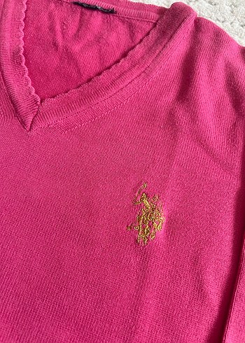 Pembe V Yakalı Kız çocuk Triko Kazak - Görsel 2