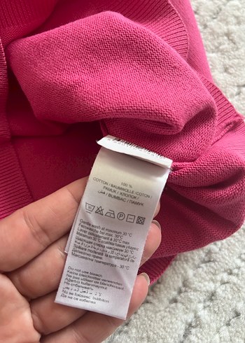 Pembe V Yakalı Kız çocuk Triko Kazak - Görsel 3