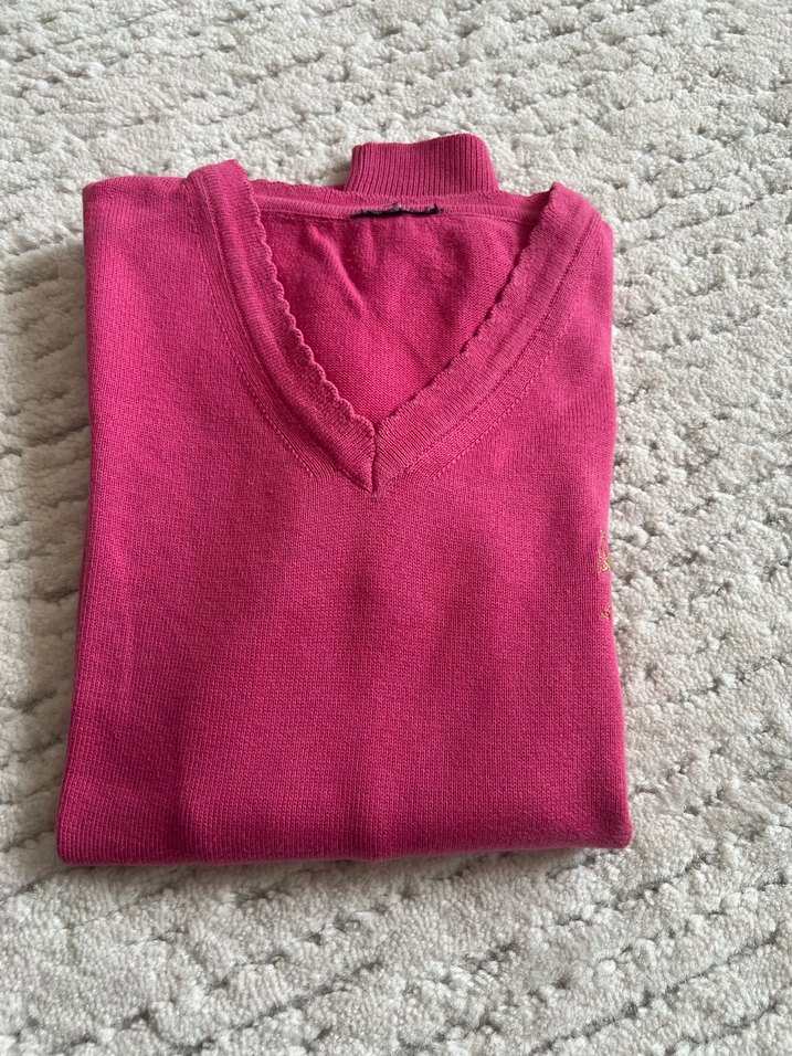 Pembe V Yakalı Kız çocuk Triko Kazak - Görsel 5