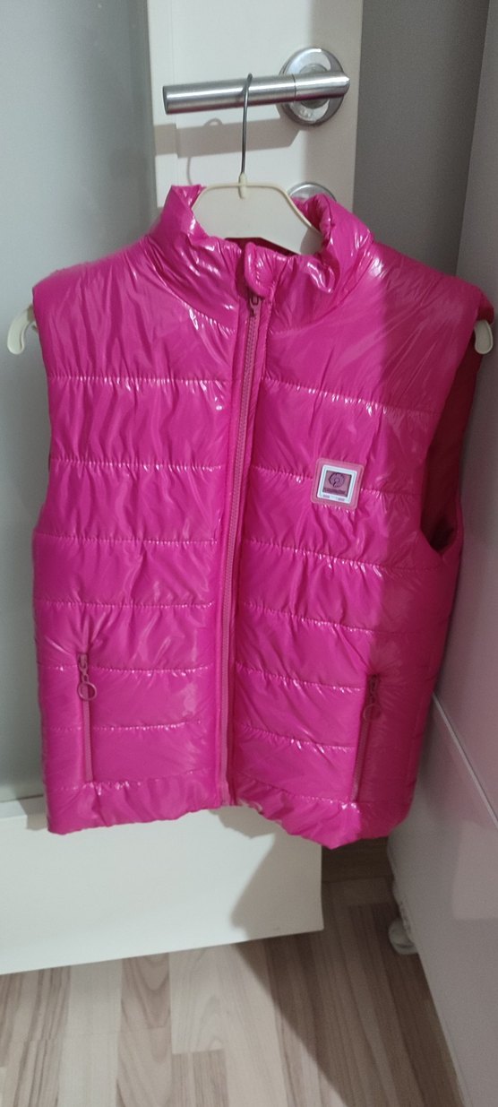 Kız Çocuk Pembe Fermuarlı Yelek - Görsel 4