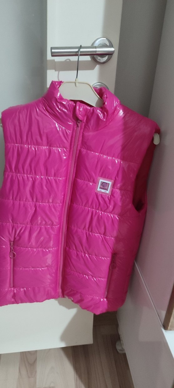Kız Çocuk Pembe Fermuarlı Yelek - Görsel 2