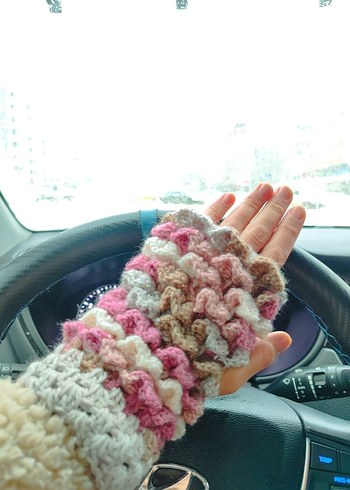 Bohem Çok Renkli Örgü Kadın Eldiveni - Görsel 3