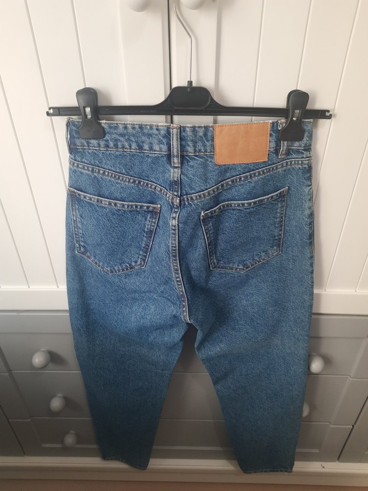 Kadın Mavi Bol Kesim Midi Kot Pantolon - Görsel 2