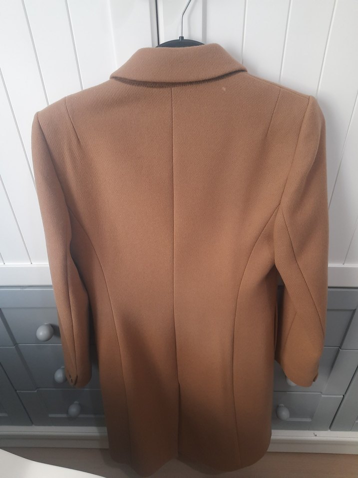 Düğmeli Bej Süet Midi Kadın Kaban - Görsel 2