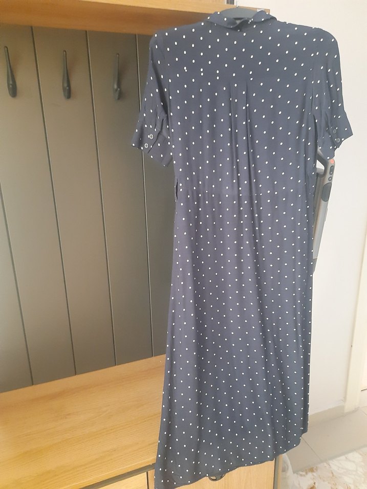 Lacivert Puantiyeli Uzun Salaş Elbise - Görsel 2