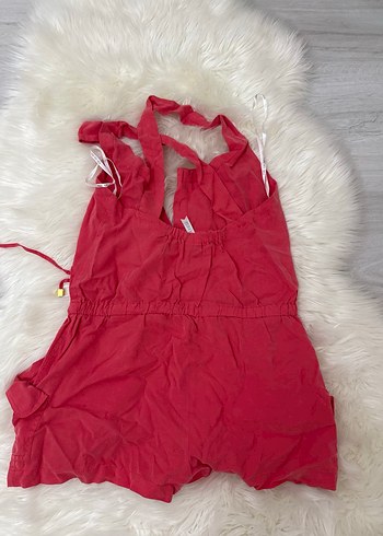 Pembe Halter Yaka Kolsuz Kadın Tulum - Görsel 3