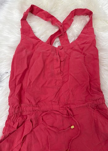 Pembe Halter Yaka Kolsuz Kadın Tulum - Görsel 2