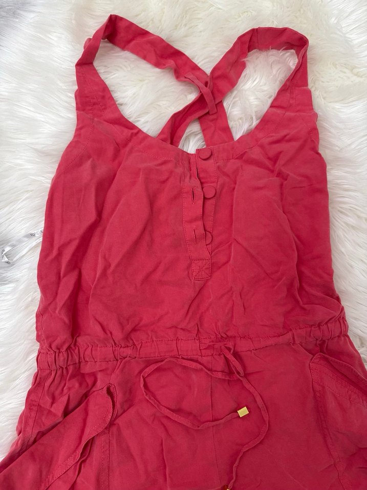 Pembe Halter Yaka Kolsuz Kadın Tulum - Görsel 2