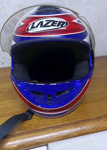 Parlak Mavi Lazer Motosiklet Kaskı - Görsel 8