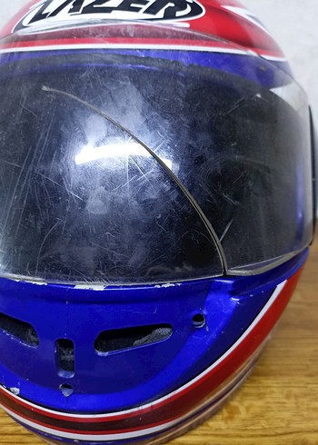 Parlak Mavi Lazer Motosiklet Kaskı - Görsel 4