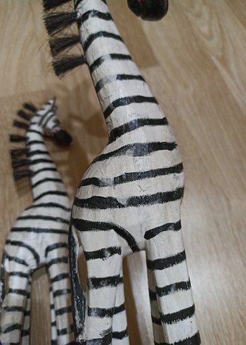 Beden beyaz Renk ahşap 3 lü zebra biblo dekor