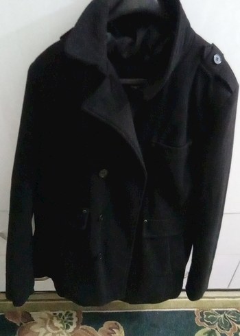 Düğmeli Siyah Erkek Midi Kaban - Görsel 2