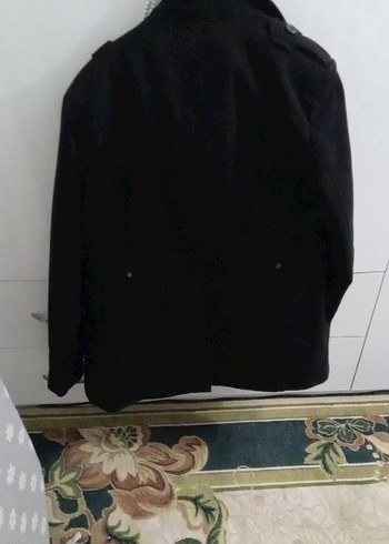 Düğmeli Siyah Erkek Midi Kaban - Görsel 3