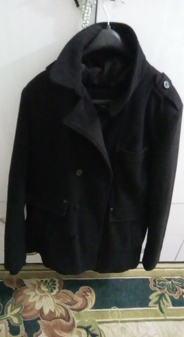 Düğmeli Siyah Erkek Midi Kaban - Görsel 2