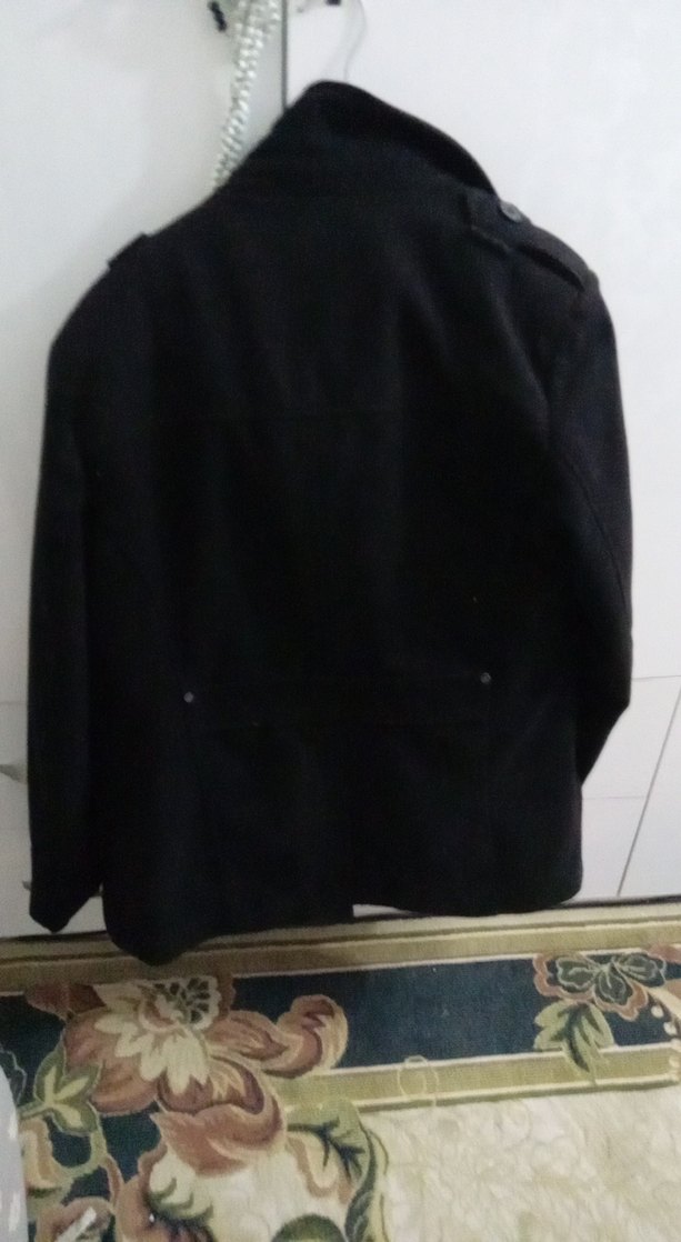 Düğmeli Siyah Erkek Midi Kaban - Görsel 4