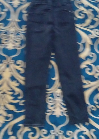 Gri Bağlama Desenli Rahat Kesim Kadın Kot Pantolon - Görsel 4