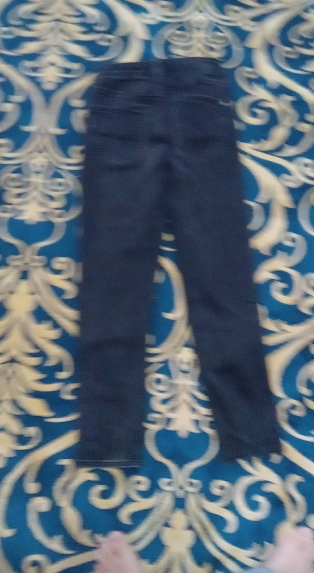 Gri Bağlama Desenli Rahat Kesim Kadın Kot Pantolon - Görsel 4