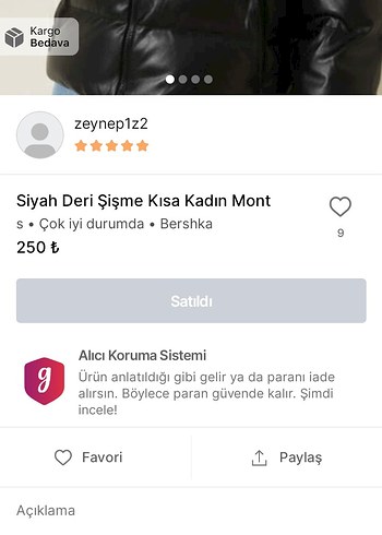 Siyah Deri Şişme Kısa Kadın Mont - Görsel 2