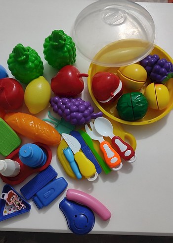 Renkli Plastik Oyuncak Mutfak Seti ve Meyveler - Görsel 4
