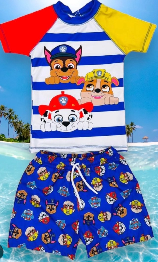 Renkli Baskılı Erkek Çocuk Mayo ve Tişört Takımı 2_10 yaş mevcut - Görsel 2