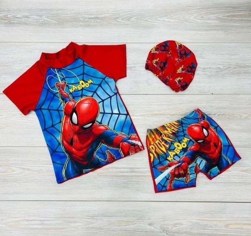 Erkek Çocuk Renkli Örümcek Adam Desenli Mayo Takımı - Görsel 3