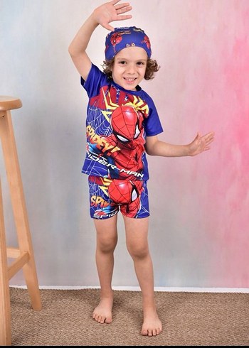 Renkli Örümcek Adam Baskılı Erkek Çocuk Mayo Seti - Görsel 2