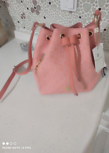 Pierre Cardin Pembe Kemerli Yılan Desenli Kadın Çanta