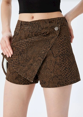 Yılan Derisi Desenli Şort Etek - Görsel 3