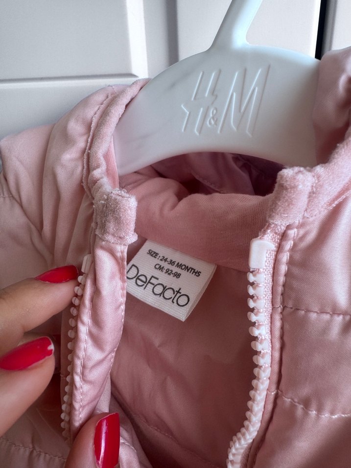 Kız Çocuk Pembe Fermuarlı Yelek - Görsel 2