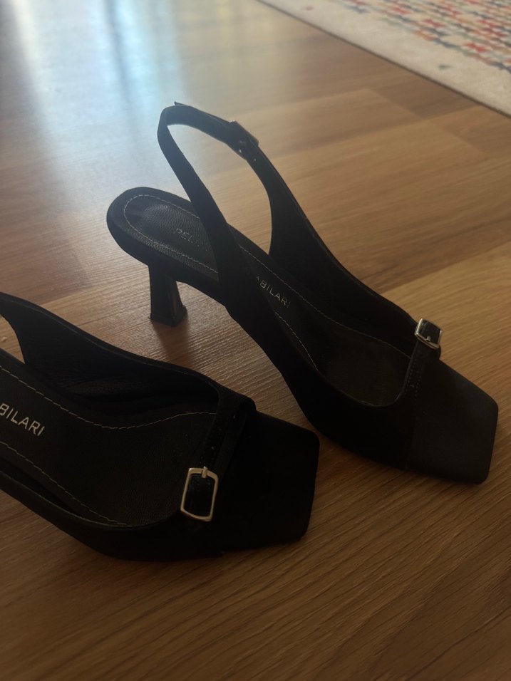 Siyah Stiletto Topuklu Kadın Sandalet - Görsel 4