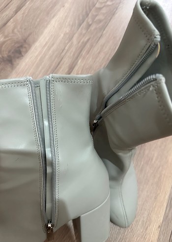 38 Beden gri Renk Bershka Deri Kadın kalın Topuklu Bot