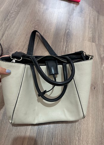 Beden Zara Minimalist Beyaz Deri Kadın Çanta